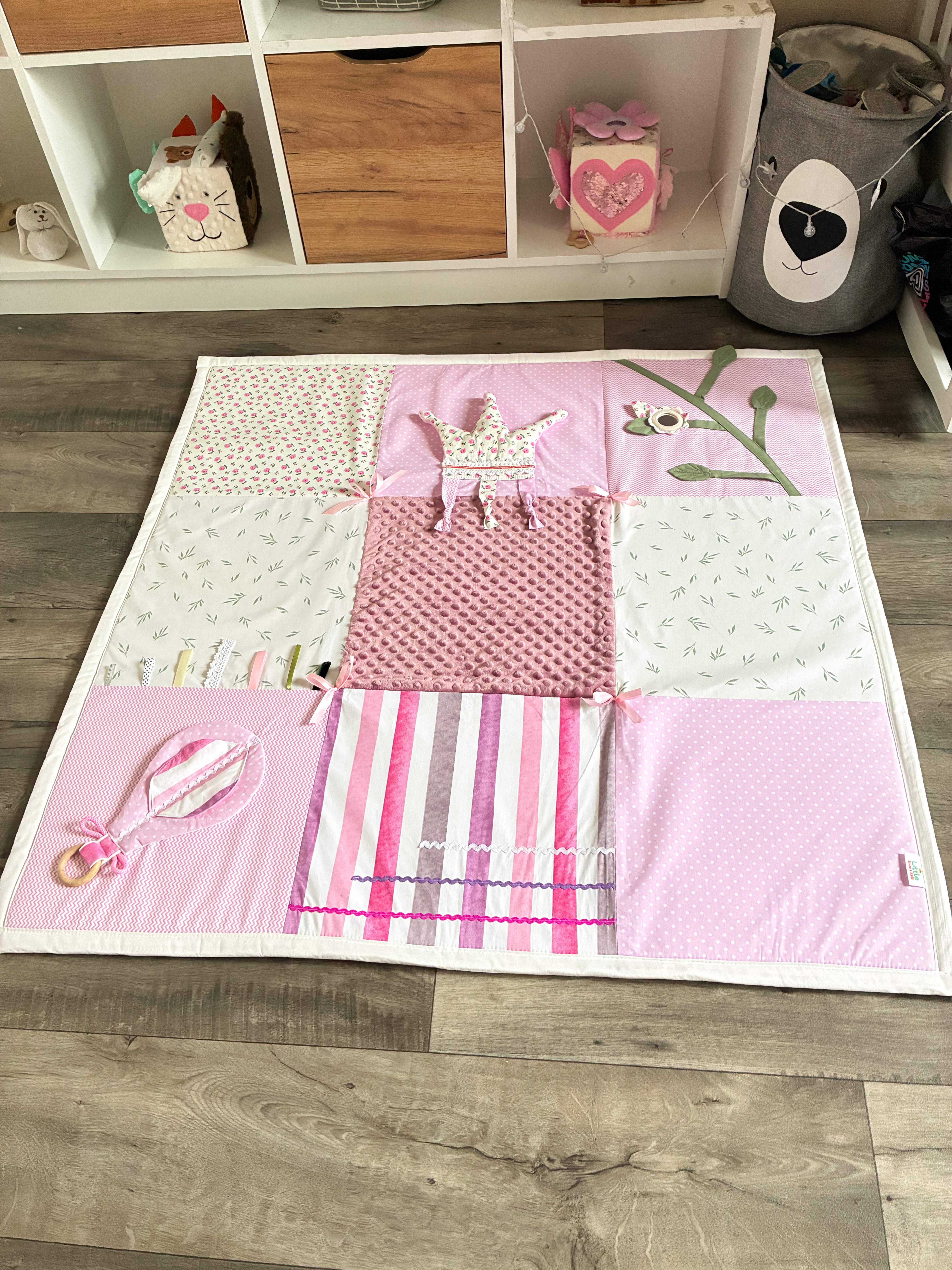 Pink Square Baby Play Mat for Girls — handmade by Karyna and her mom at Little Smart Kids